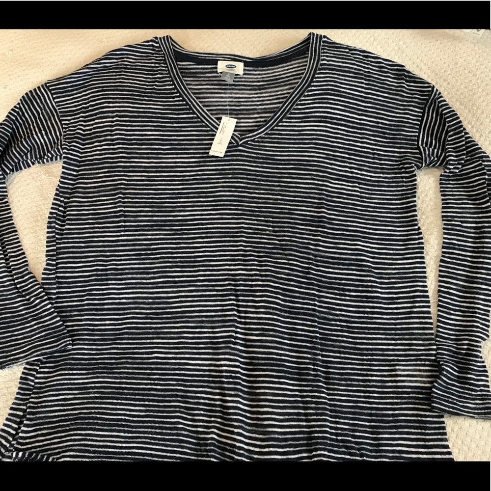 Old navy navy striped pullover large NEW